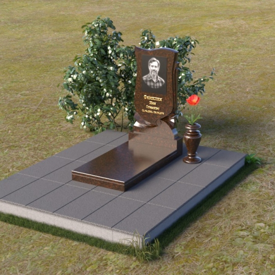 Вертикальный памятник светский из гранита в Перми, гранит Дымовский