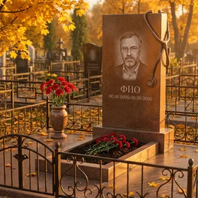 Гранитный памятник врачу с фонендоскопом