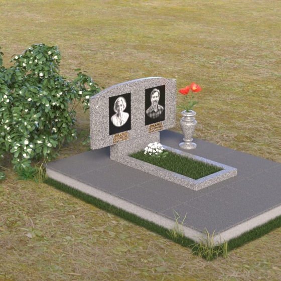 Светский горизонтальный памятник в Салехарде, гранит Мансуровский, вид 2