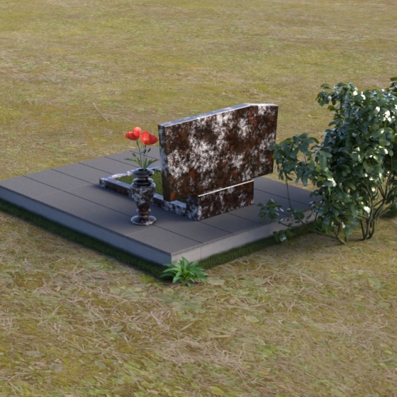 Горизонтальное надгробие дымовский гранит в Перми, гранит амфиболит, вид 4
