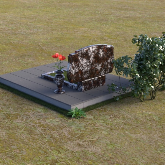 Памятник горизонтальный для 1 — 2 человек из гранита или мрамора в Перми, гранит амфиболит, вид 4