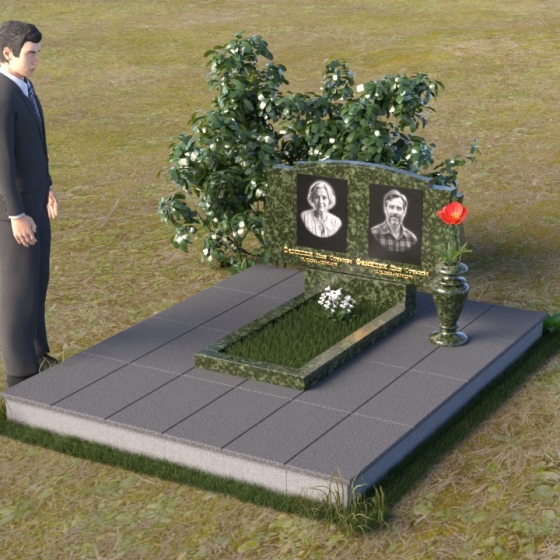 Памятник горизонтальный для 1 — 2 человек из гранита или мрамора в Перми