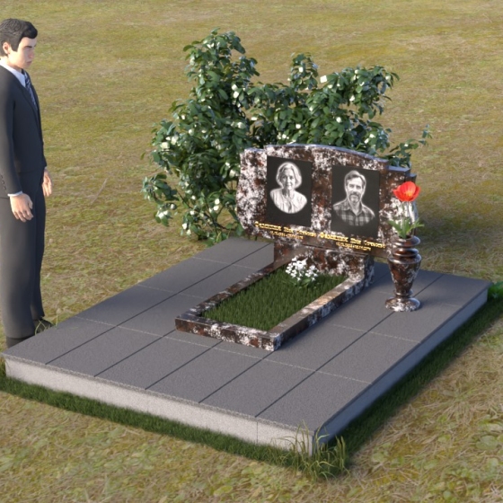 Памятник горизонтальный для 1 — 2 человек из гранита или мрамора в Перми