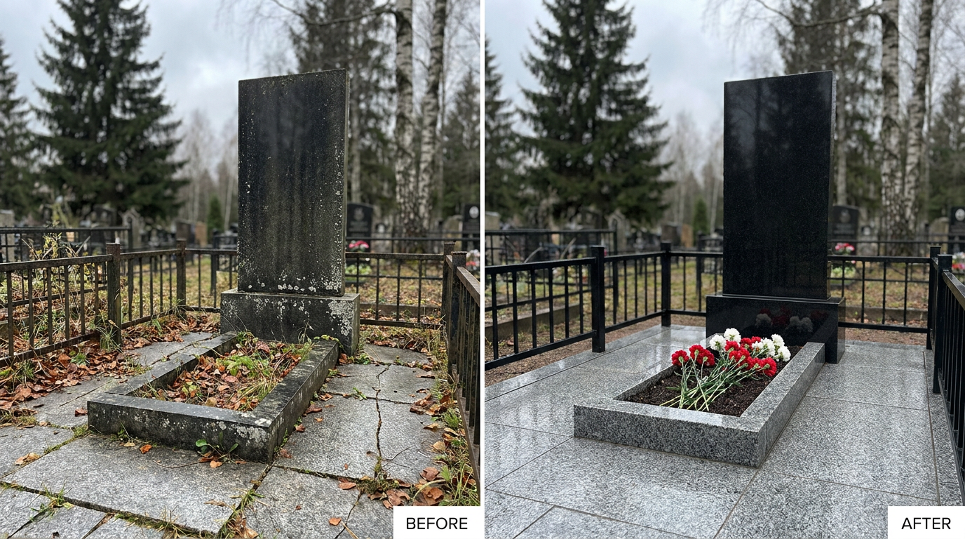 Уборка могилы в Перми — пример 2
