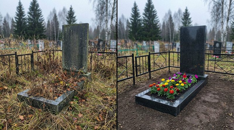 Уборка могилы в Перми — пример 1